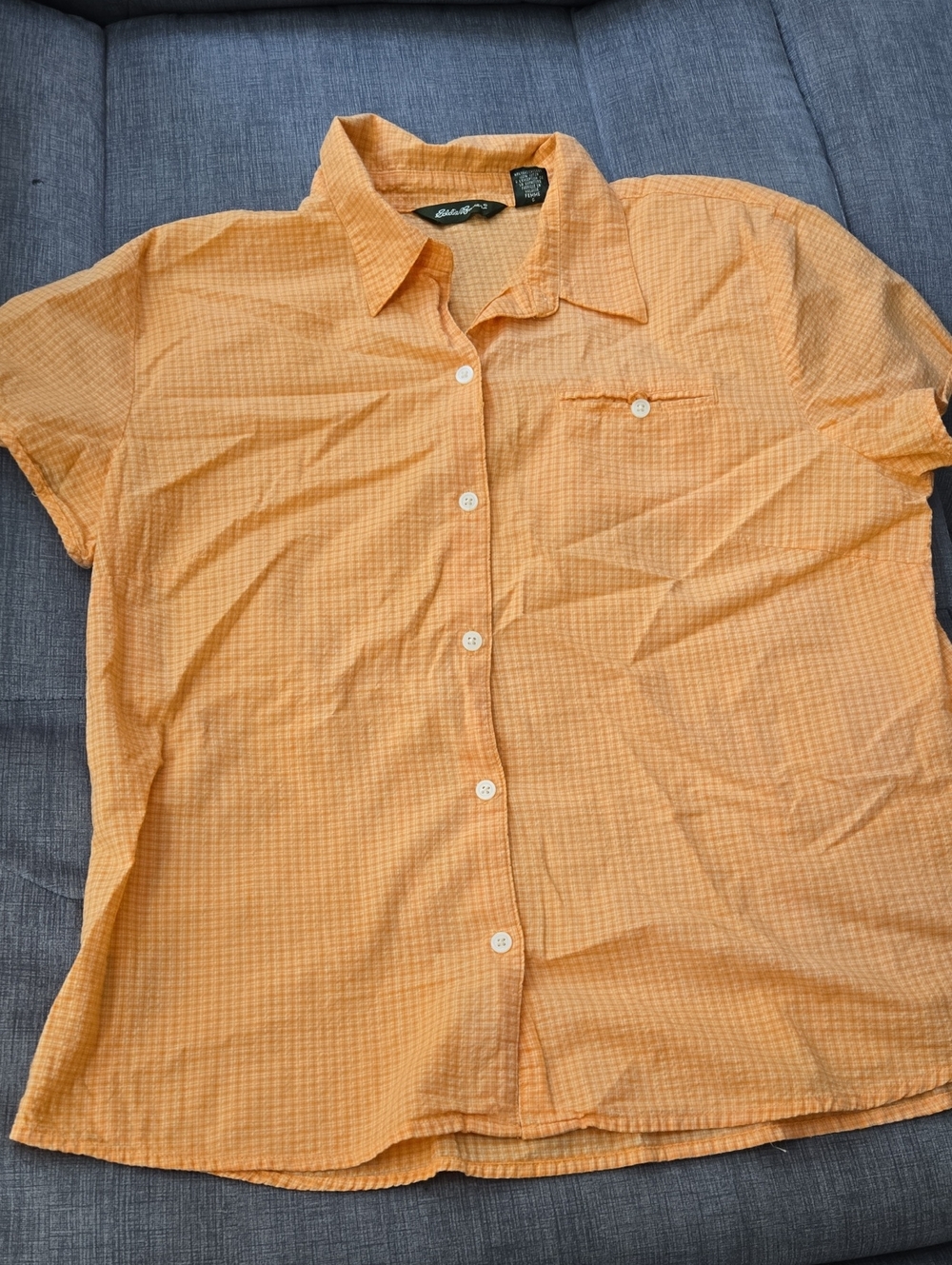 Eddie Bauer Orange Short-Sleeve Button-Up Shirt
